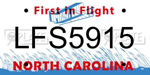 LFS5915 North Carolina License Plate