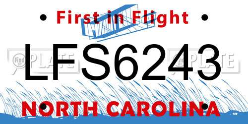 LFS6243 North Carolina License Plate