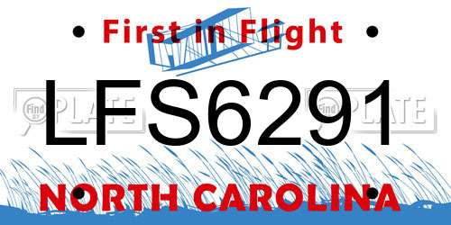 LFS6291 North Carolina License Plate