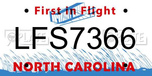 LFS7366 North Carolina License Plate