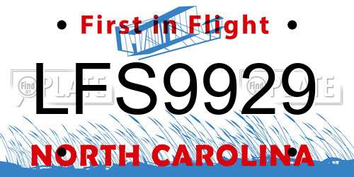 LFS9929 North Carolina License Plate