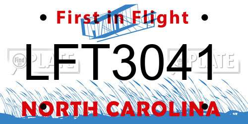 LFT3041 North Carolina License Plate