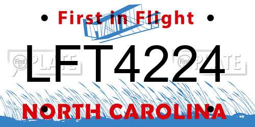 LFT4224 North Carolina License Plate