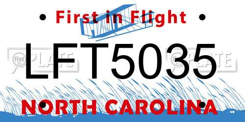LFT5035 North Carolina License Plate