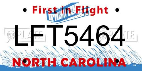 LFT5464 North Carolina License Plate