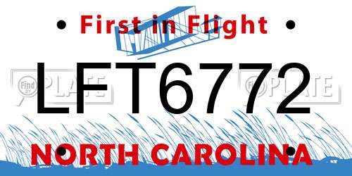 LFT6772 North Carolina License Plate