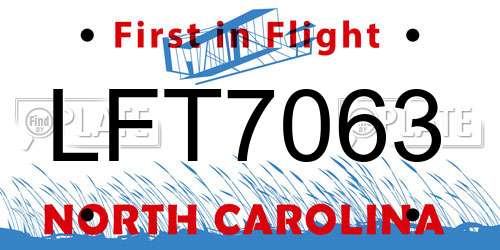 LFT7063 North Carolina License Plate