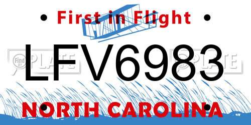 LFV6983 North Carolina License Plate