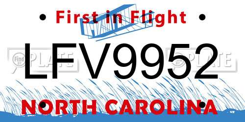 LFV9952 North Carolina License Plate