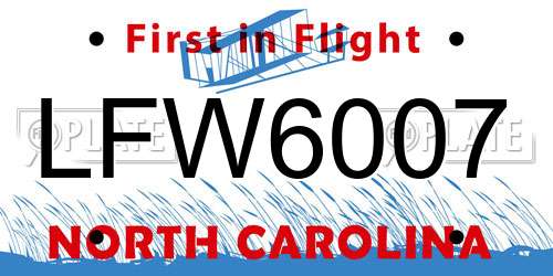 LFW6007 North Carolina License Plate