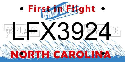 LFX3924 North Carolina License Plate