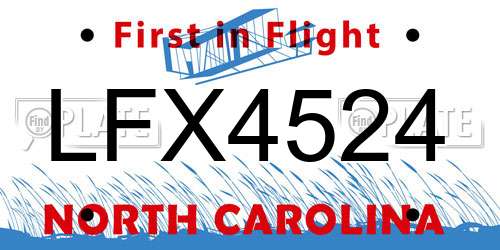 LFX4524 North Carolina License Plate
