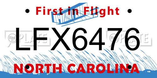 LFX6476 North Carolina License Plate