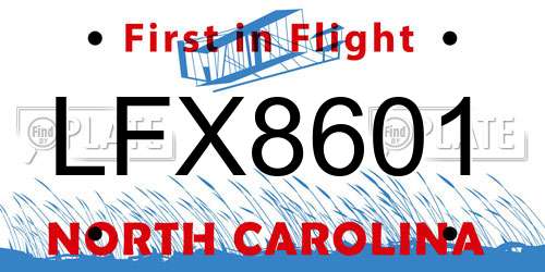 LFX8601 North Carolina License Plate