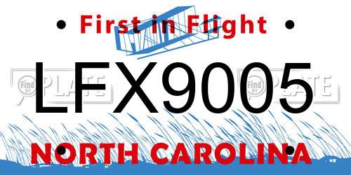 LFX9005 North Carolina License Plate