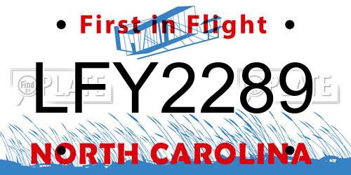 LFY2289 North Carolina License Plate