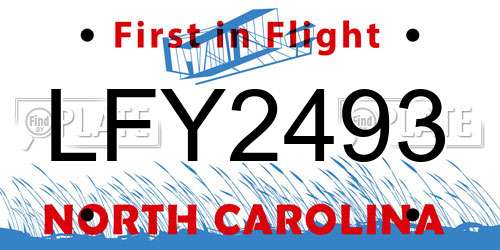 LFY2493 North Carolina License Plate