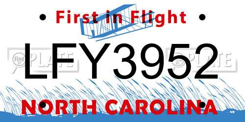 LFY3952 North Carolina License Plate