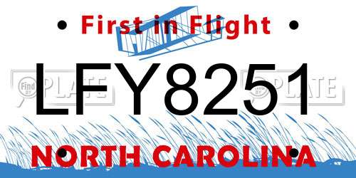 LFY8251 North Carolina License Plate