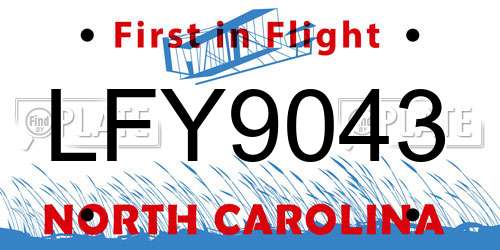 LFY9043 North Carolina License Plate