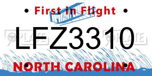 LFZ3310 North Carolina License Plate
