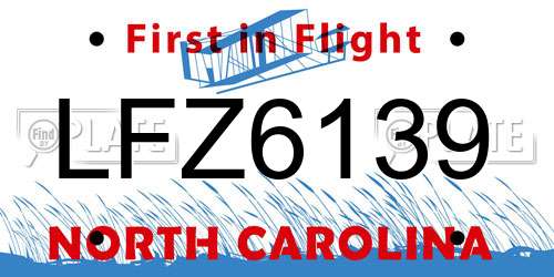 LFZ6139 North Carolina License Plate