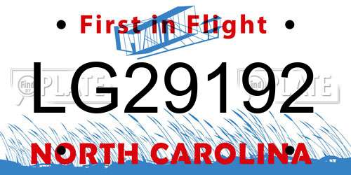 LG29192 North Carolina License Plate