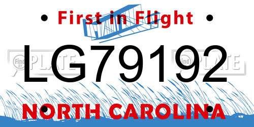LG79192 North Carolina License Plate