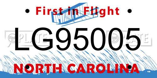 LG95005 North Carolina License Plate