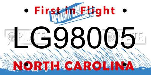 LG98005 North Carolina License Plate