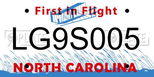 LG9S005 North Carolina License Plate
