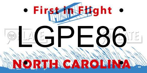 LGPE86 North Carolina License Plate