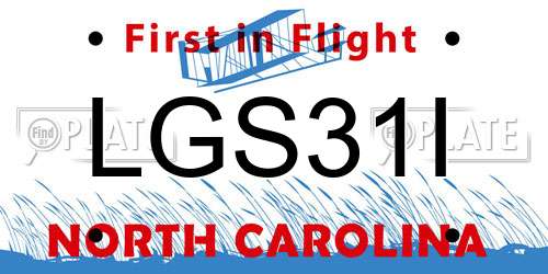 LGS31I North Carolina License Plate