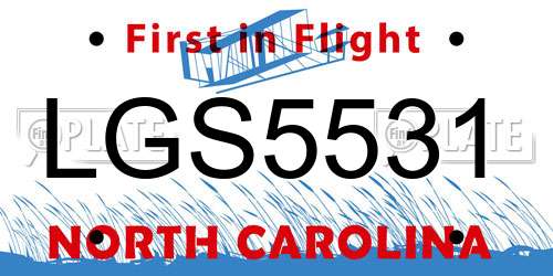LGS5531 North Carolina License Plate