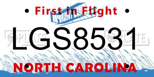 LGS8531 North Carolina License Plate