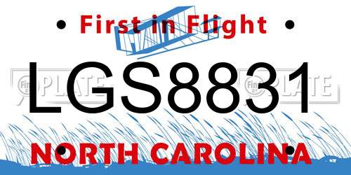 LGS8831 North Carolina License Plate