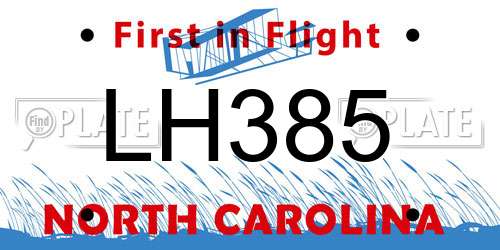 LH385 North Carolina License Plate
