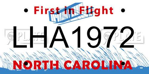 LHA1972 North Carolina License Plate