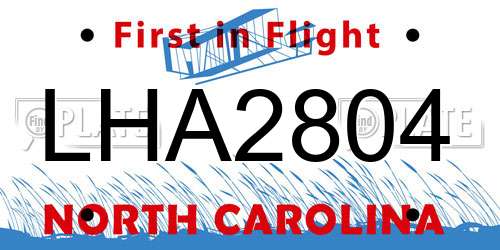 LHA2804 North Carolina License Plate