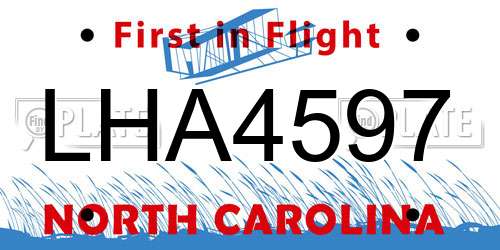 LHA4597 North Carolina License Plate