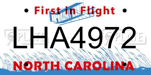 LHA4972 North Carolina License Plate