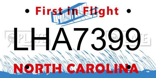 LHA7399 North Carolina License Plate