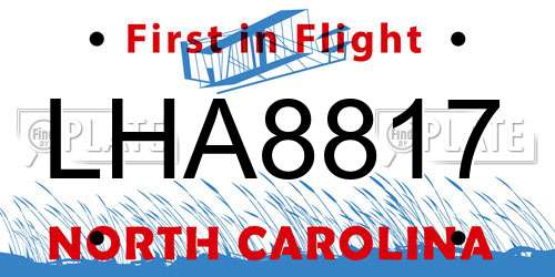 LHA8817 North Carolina License Plate