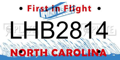 LHB2814 North Carolina License Plate
