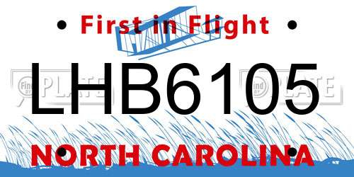 LHB6105 North Carolina License Plate