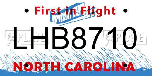 LHB8710 North Carolina License Plate