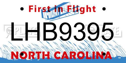 LHB9395 North Carolina License Plate