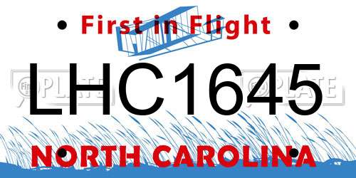 LHC1645 North Carolina License Plate