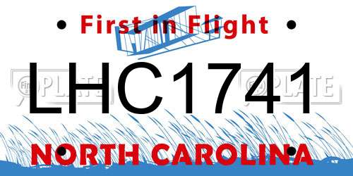 LHC1741 North Carolina License Plate