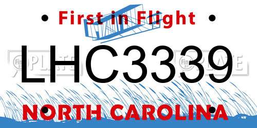 LHC3339 North Carolina License Plate